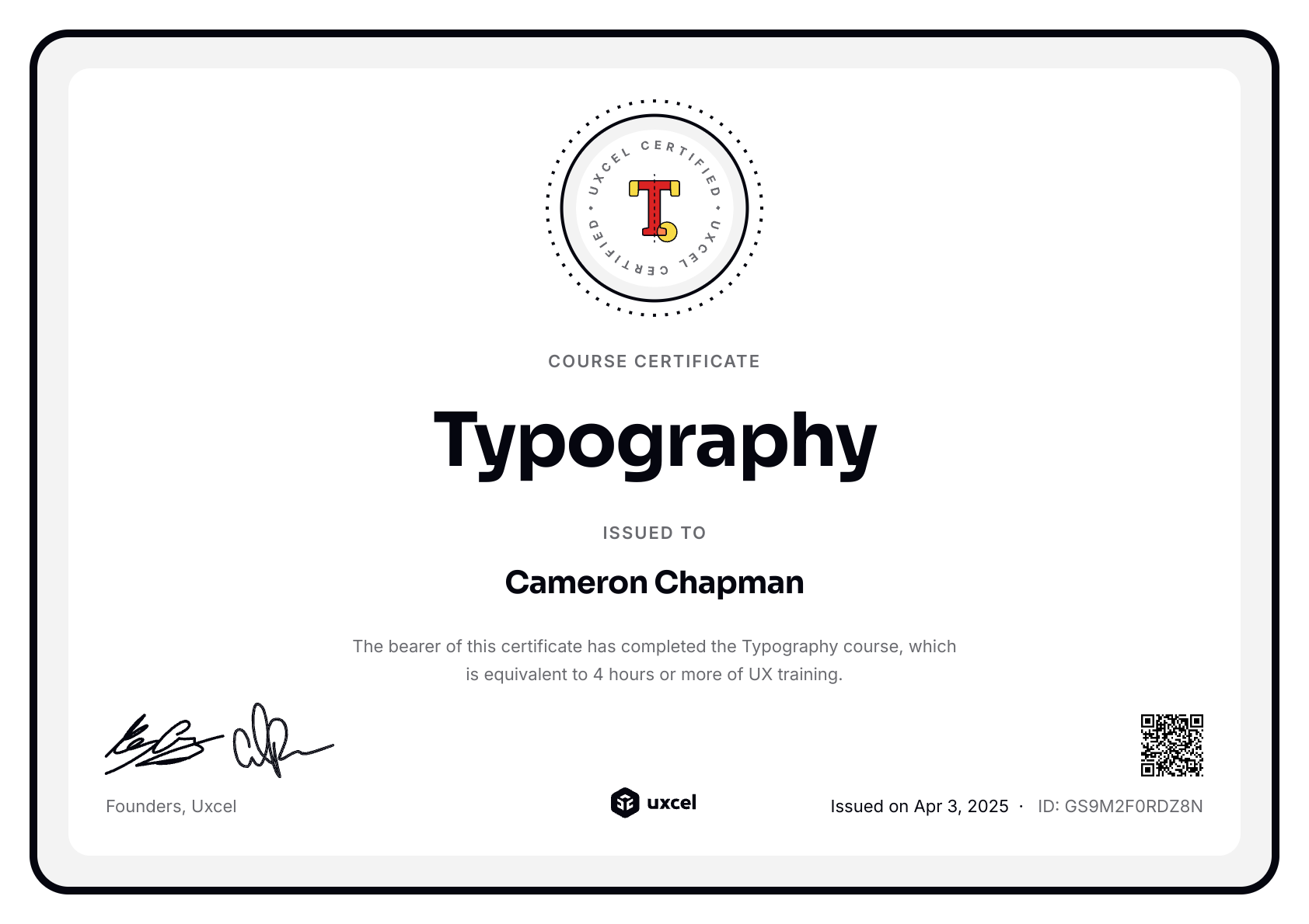 Typography Certificate